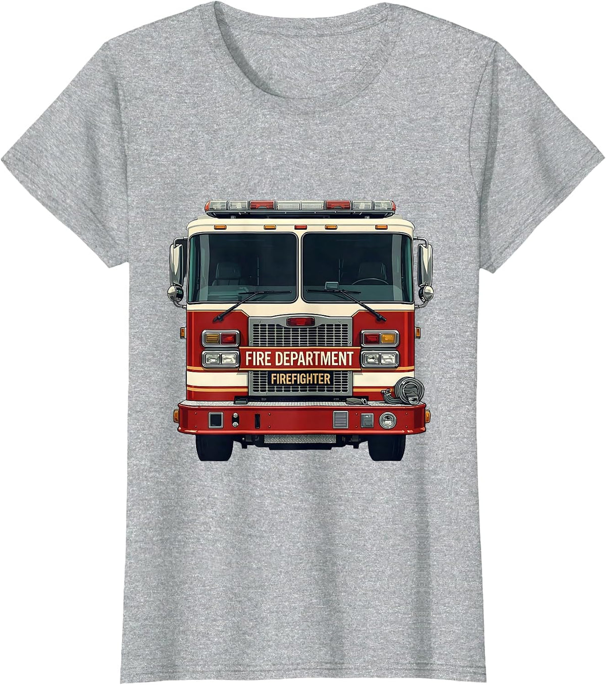 Women's FIRE DEPARTMENT FIREFIGHTER Funny Fire Truck Costume T-Shirt - Heather Grey