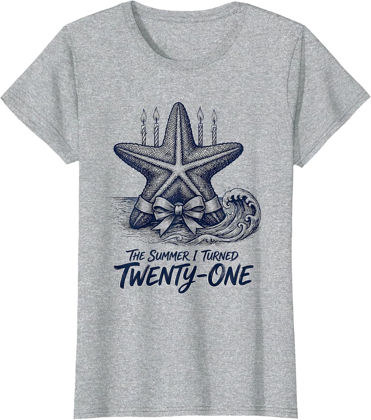 Women's The Summer I Turned Twenty-One Vintage Coastal Bow Birthday T-Shirt - Heather Grey