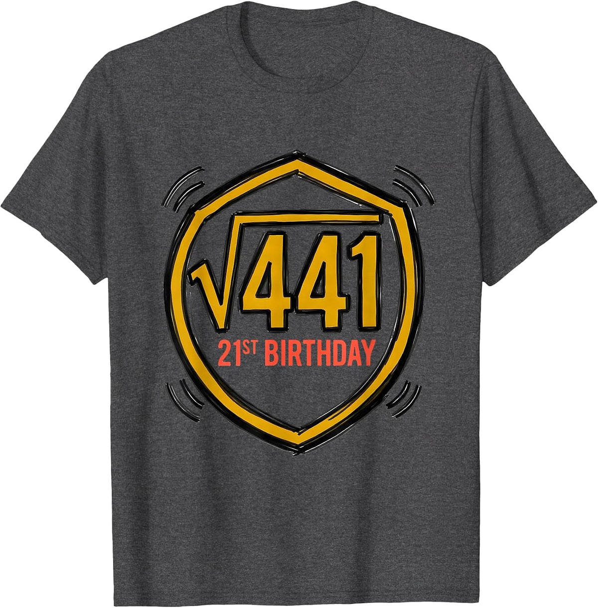 Men's √441 21st Birthday Math Humor Age 21 Birthday Gift T-Shirt - Dark Heather Grey