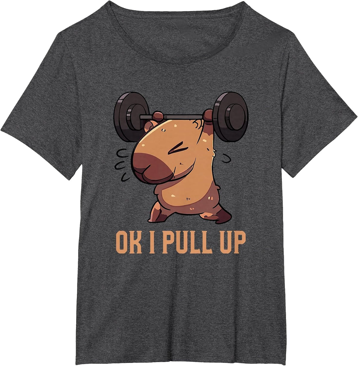 Retro Ok I Pull Up Gym Capybara Funny T-Shirt - Dark Heather Grey