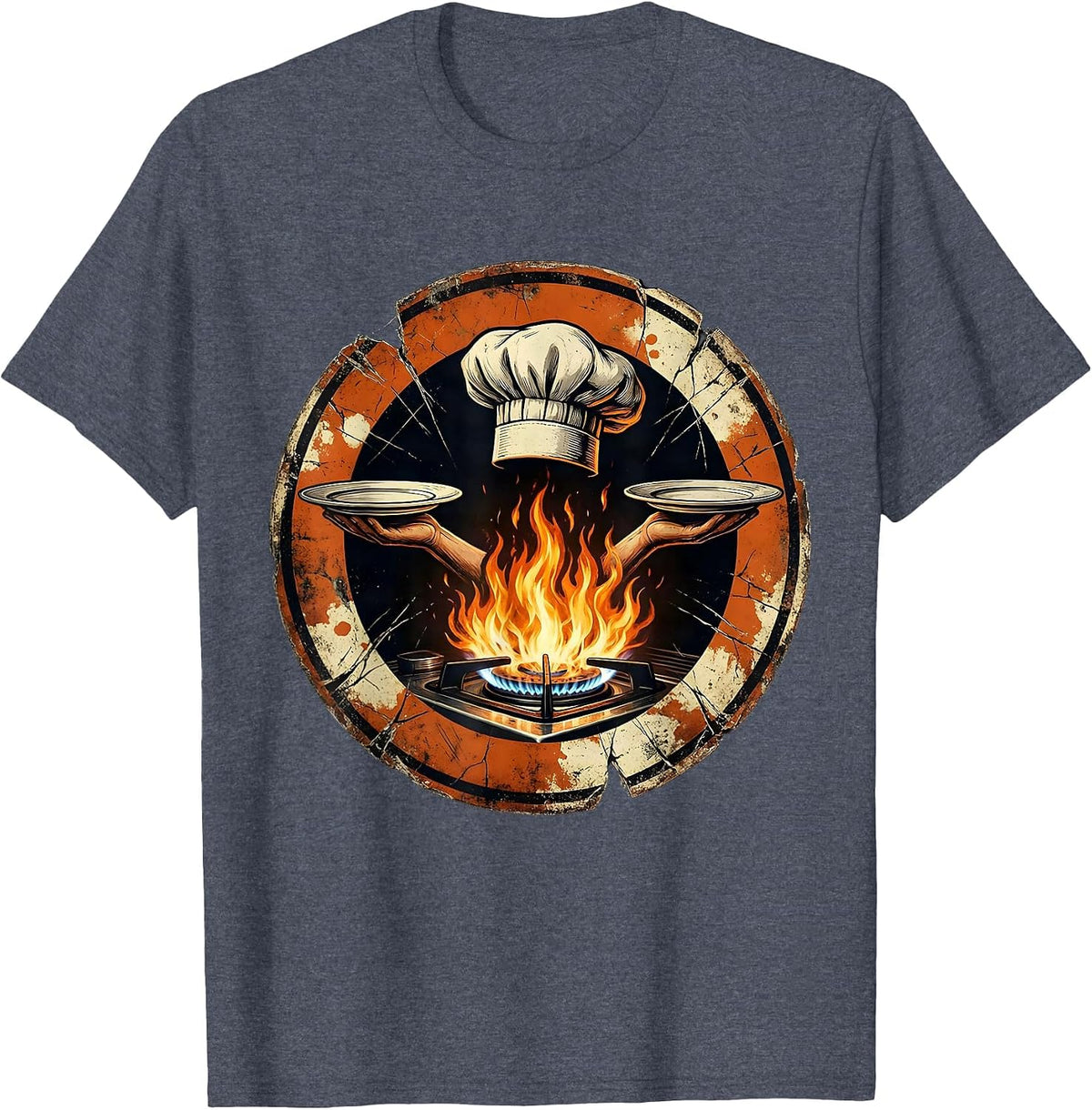 Chaos Coordinator Chef Spinning Plates Graphic T-Shirt - Heather Blue