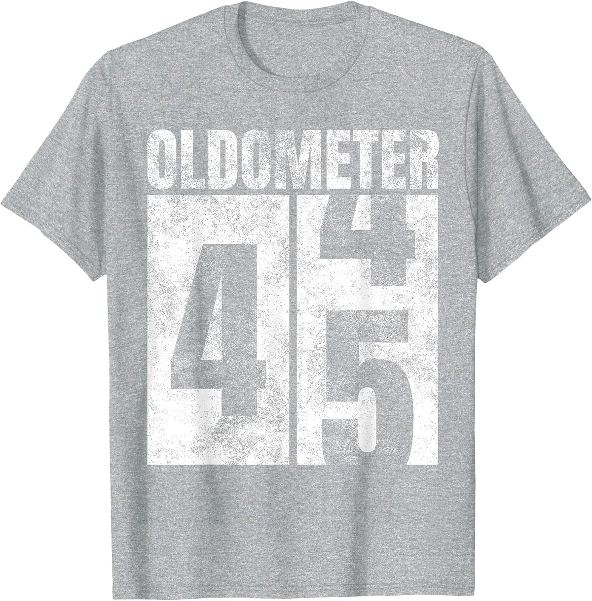 Oldometer 44-45 yrs Old Man Woman Bday Graphic 45th Birthday T-Shirt - Heather Grey