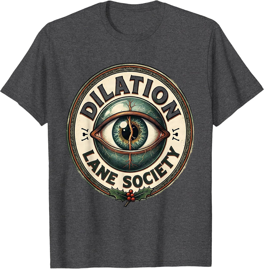 Men's Dilation Lane Society Vintage Funny Eye Doctor Optometrist T-Shirt - Dark Heather Grey