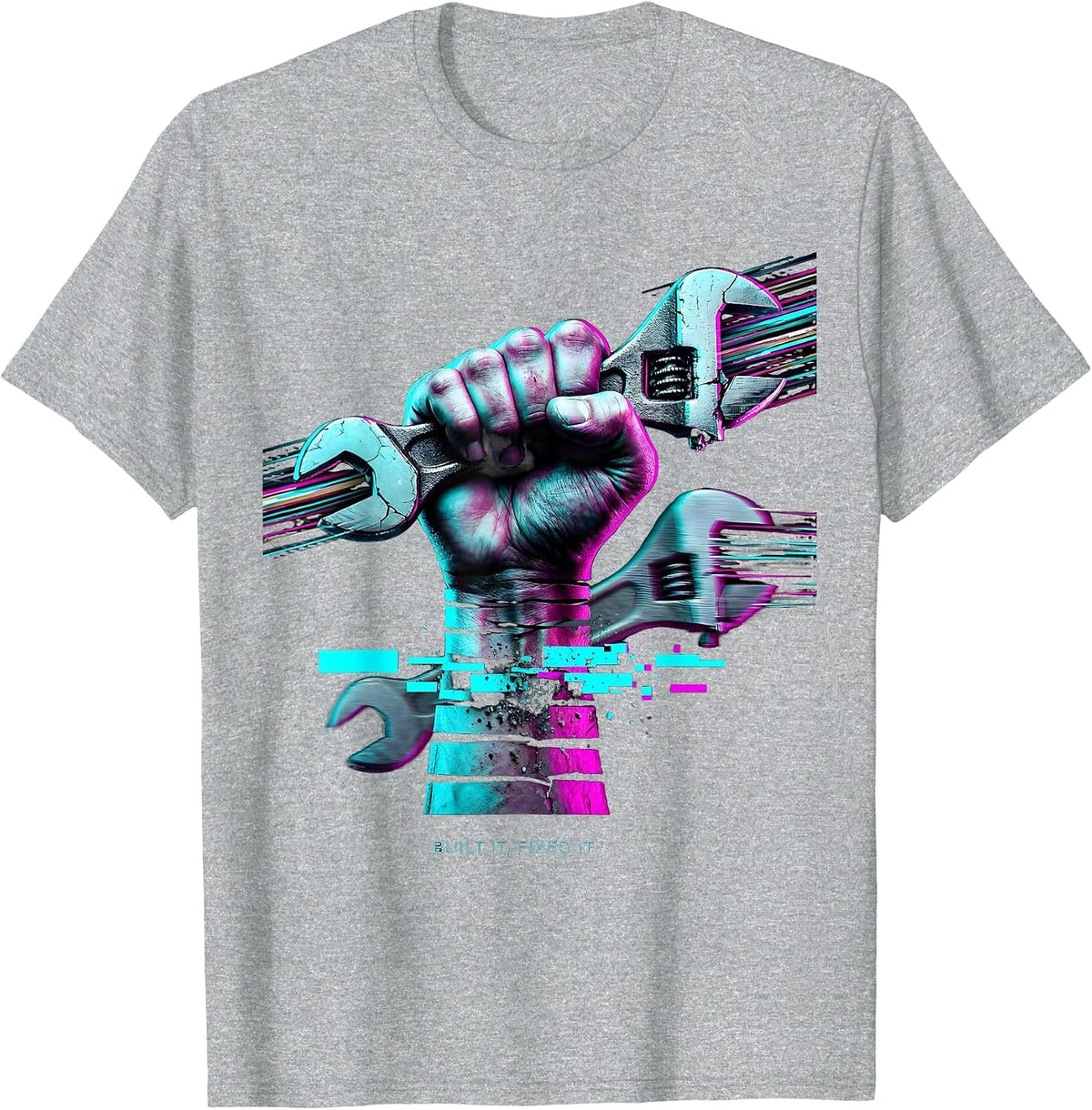 Men's Built It Fixed It Mechanic Graphic Design T-Shirt - Heather Grey