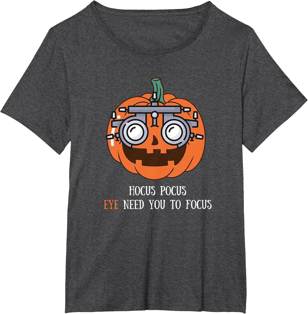 Hocus Focus Optometry Halloween Optometrist Eye Doctor Funny T-Shirt - Dark Heather Grey