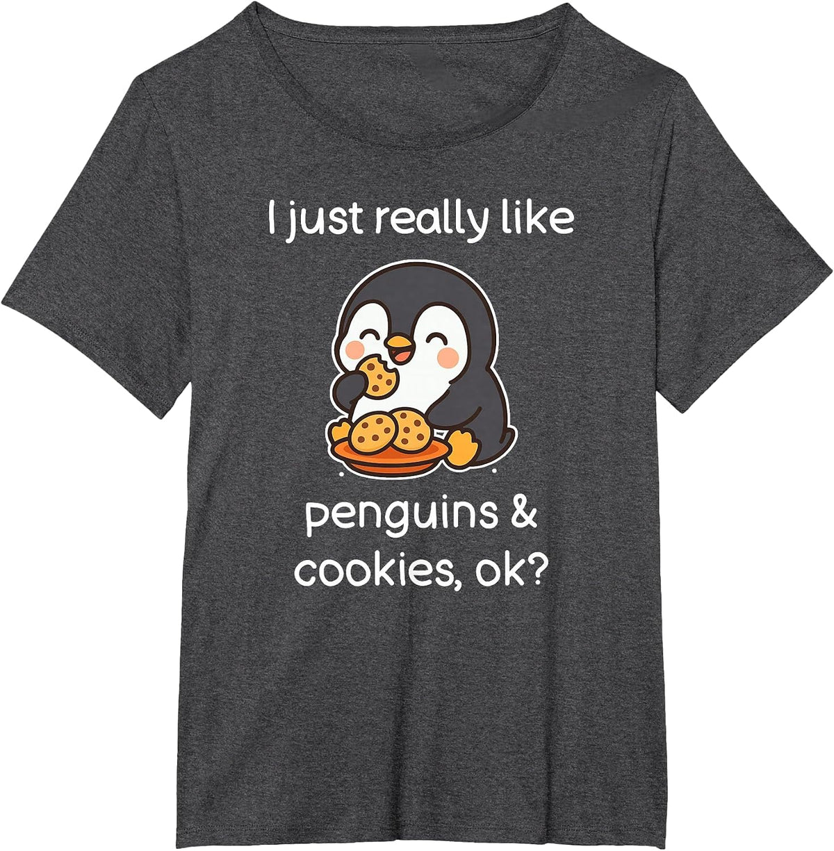Funny Cookies Penguin Shirt Cookies and Penguins T-Shirt - Dark Heather Grey