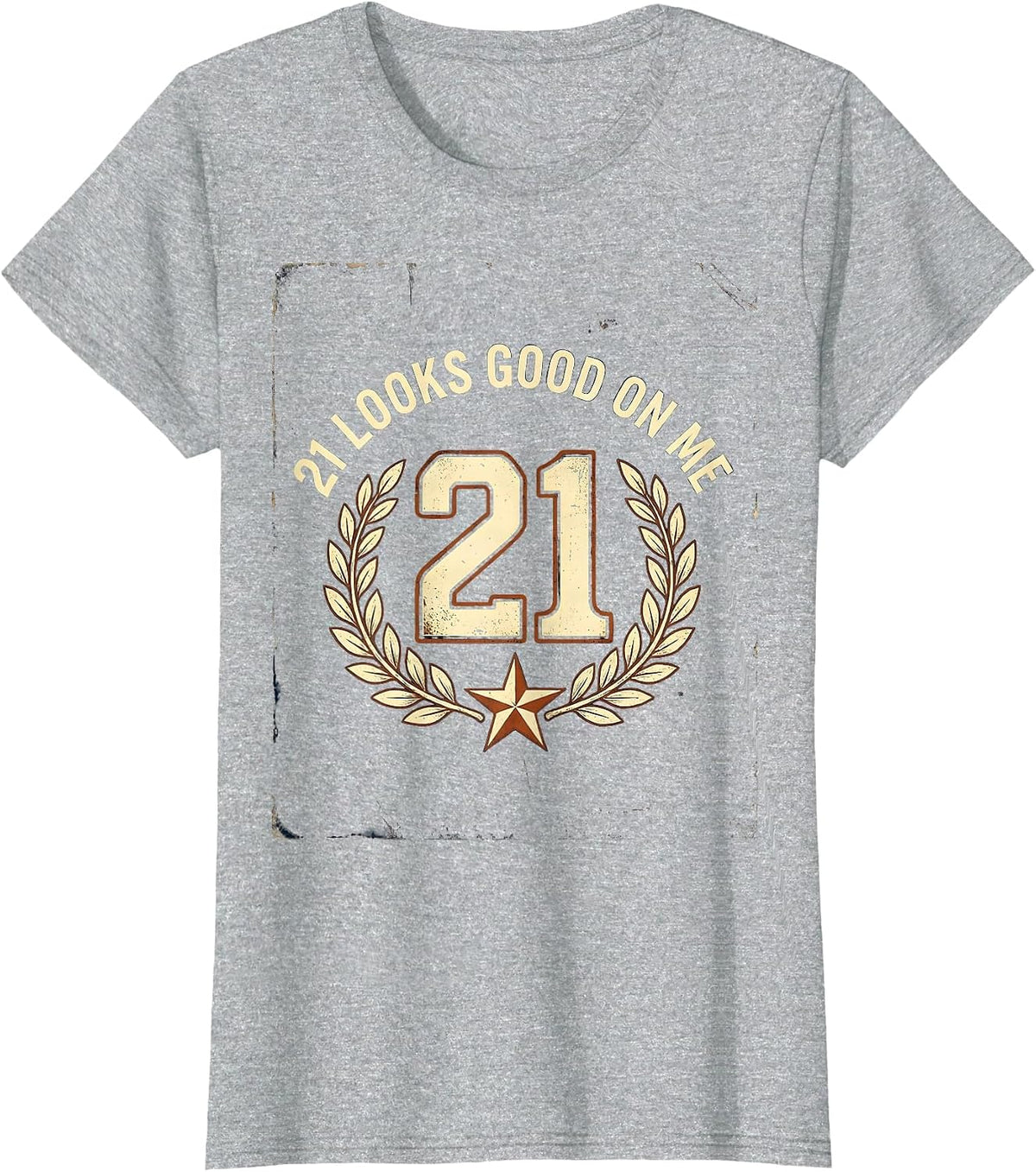 21 Looks Good On Me 21st Birthday Design T-Shirt - Heather Grey