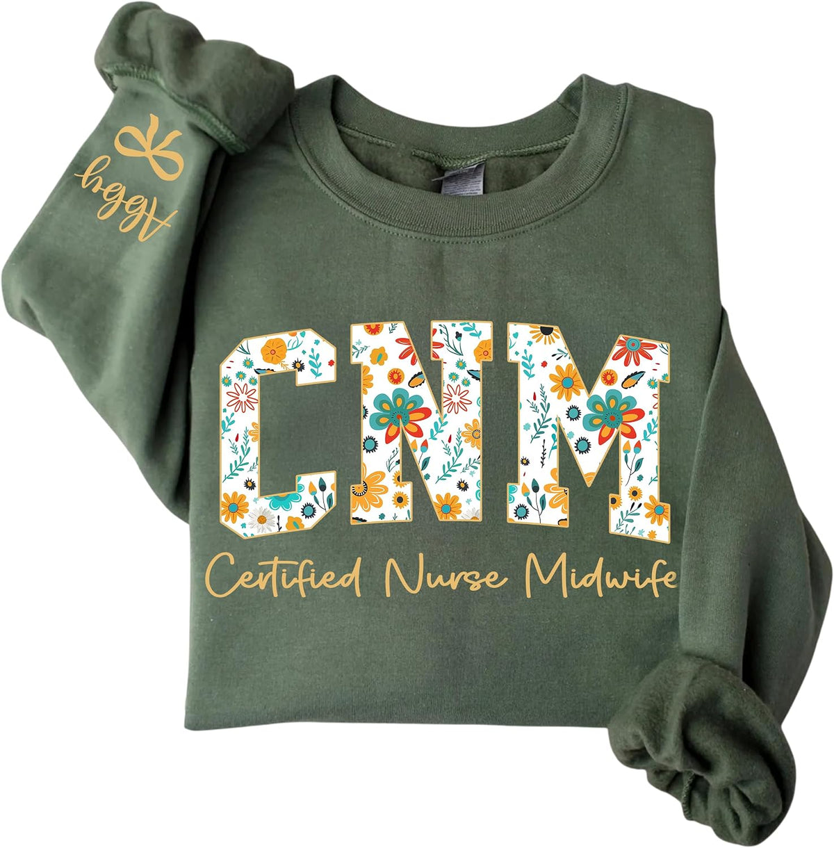 Personalized Nurse Sweatshirt, Custom Floral Letter Crewneck, Nurse Appreciation Gift for RN, NP, Nursing Students - Cnm