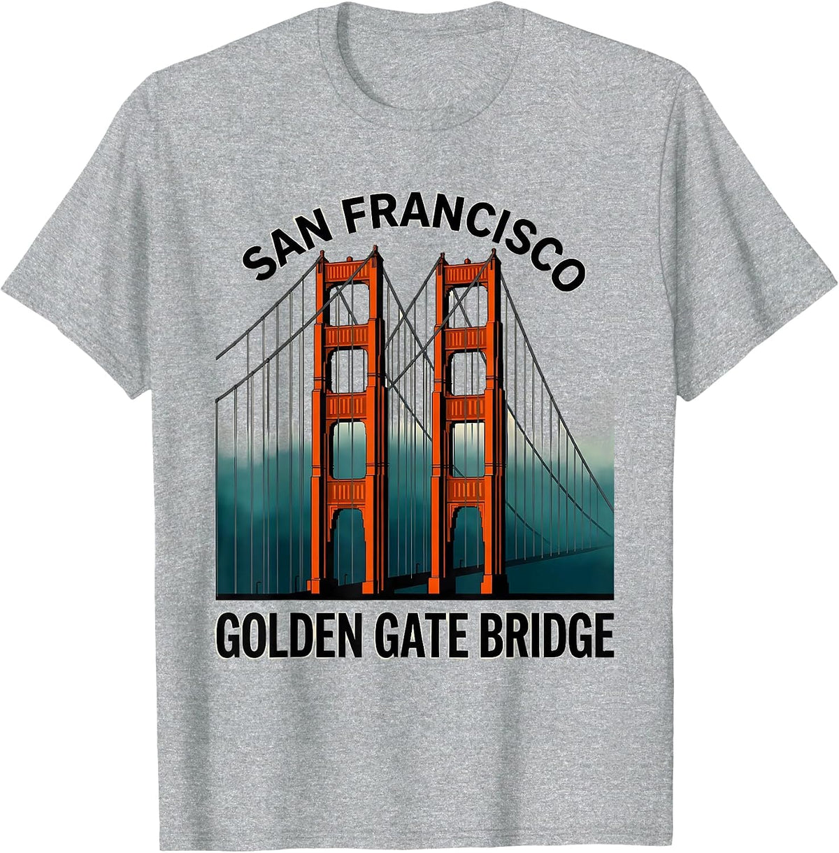 Men's San Francisco Golden Gate Bridge Retro Souvenir Gift T-Shirt - Heather Grey