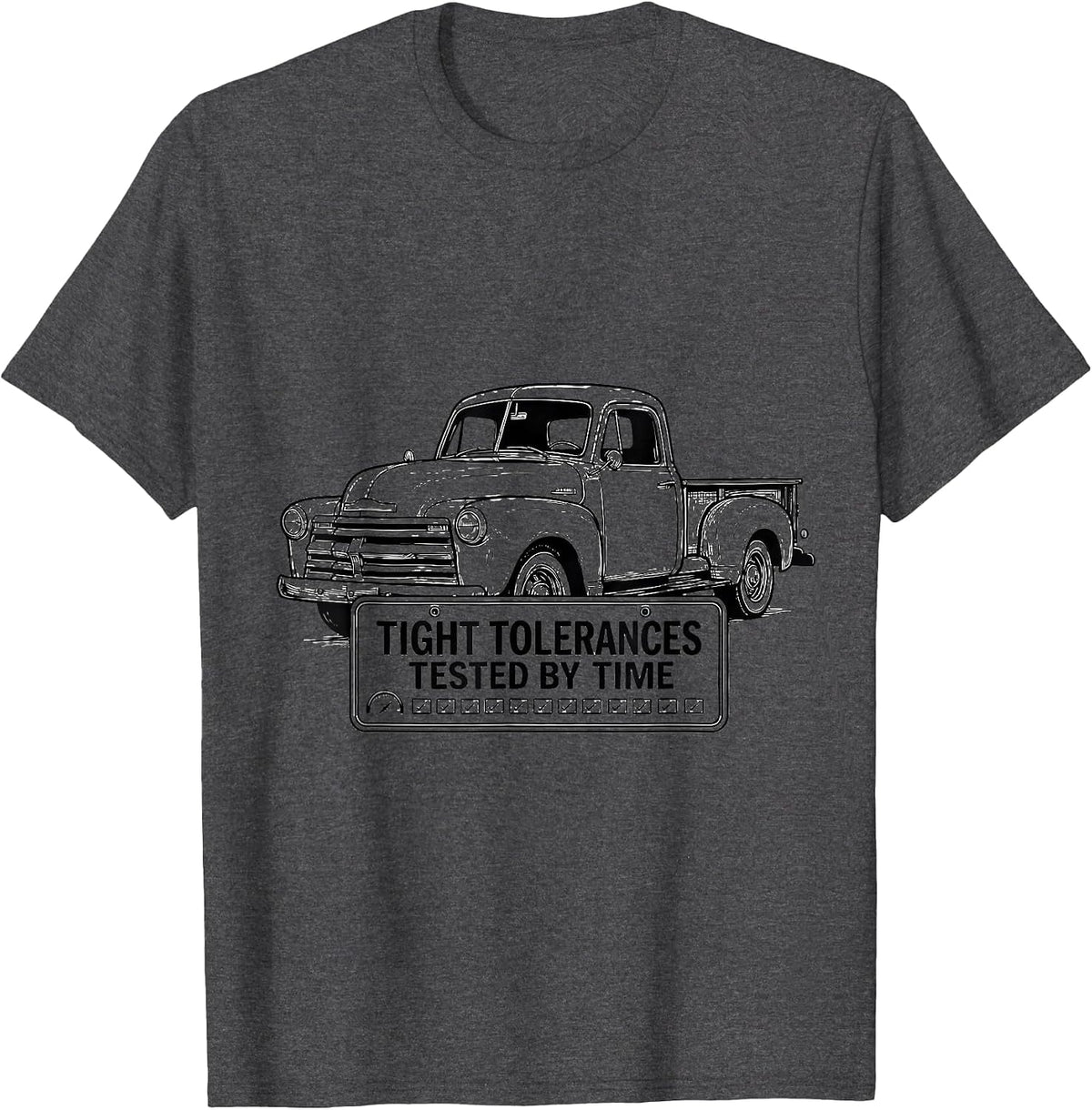 Men's Tight Tolerances Tested By Time Vintage Classic Truck T-Shirt - Dark Heather Grey