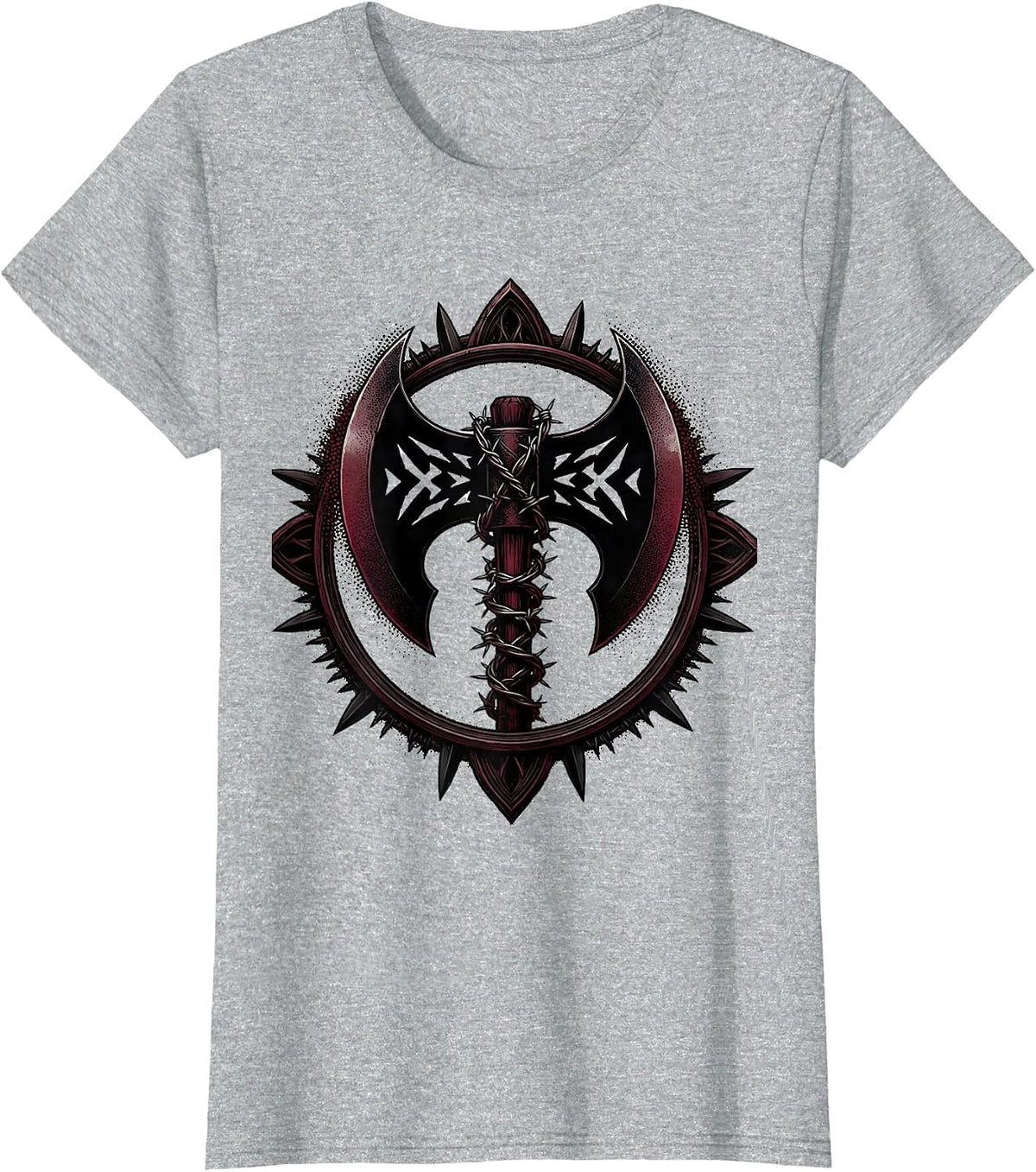 Double-Headed Axe Barbed Wire Metal Graphic T-Shirt - Heather Grey