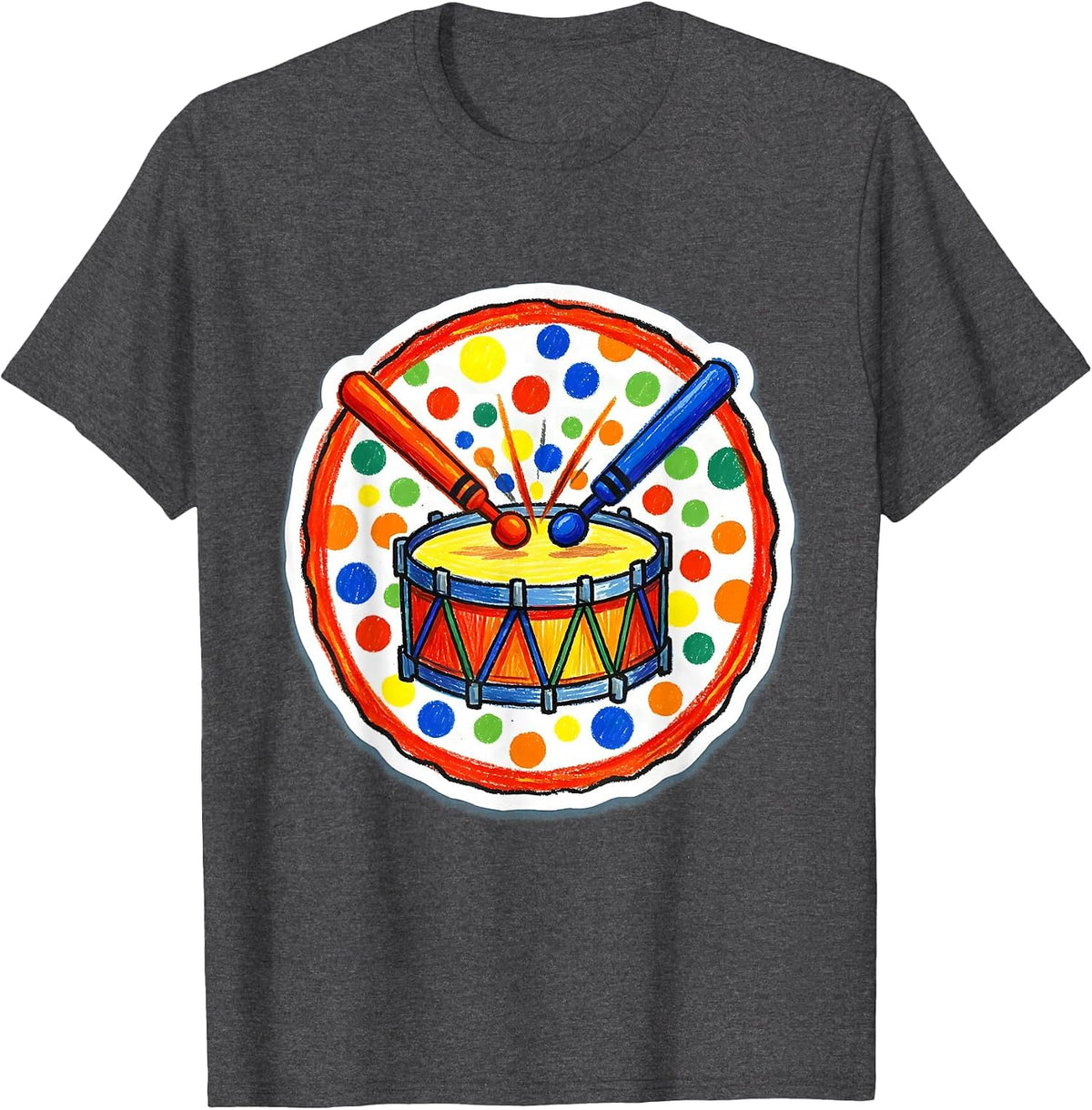 Dot Day Drummer Splashing Dots Graphic T-Shirt - Dark Heather Grey