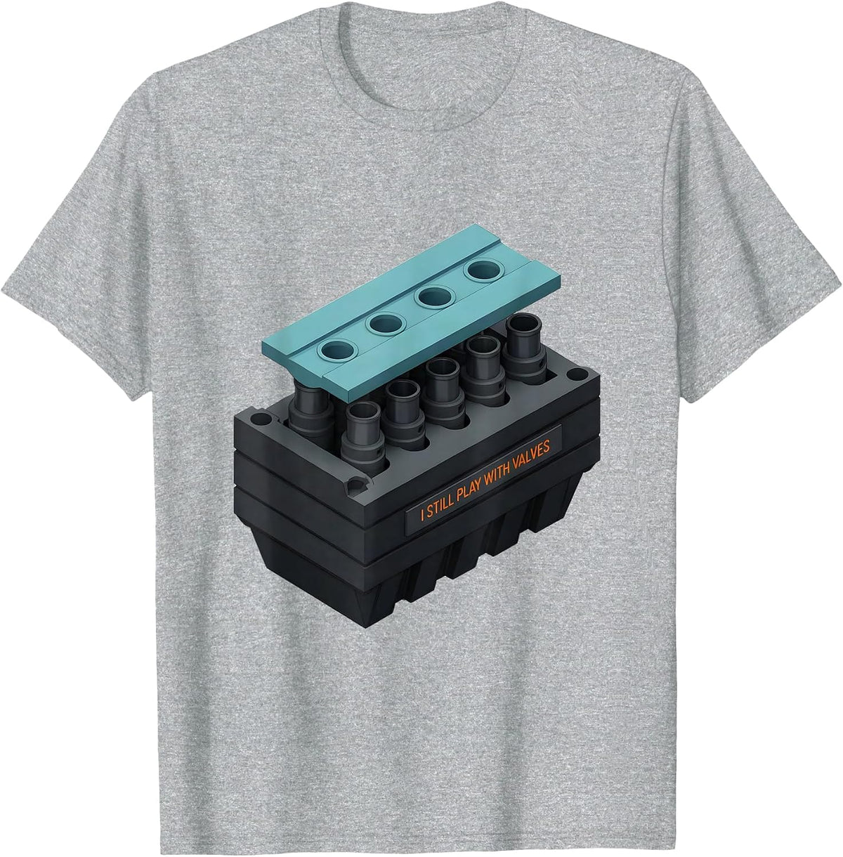 Men's I Still Play With Valves Funny Mechanic Engine Block Car T-Shirt - Heather Grey