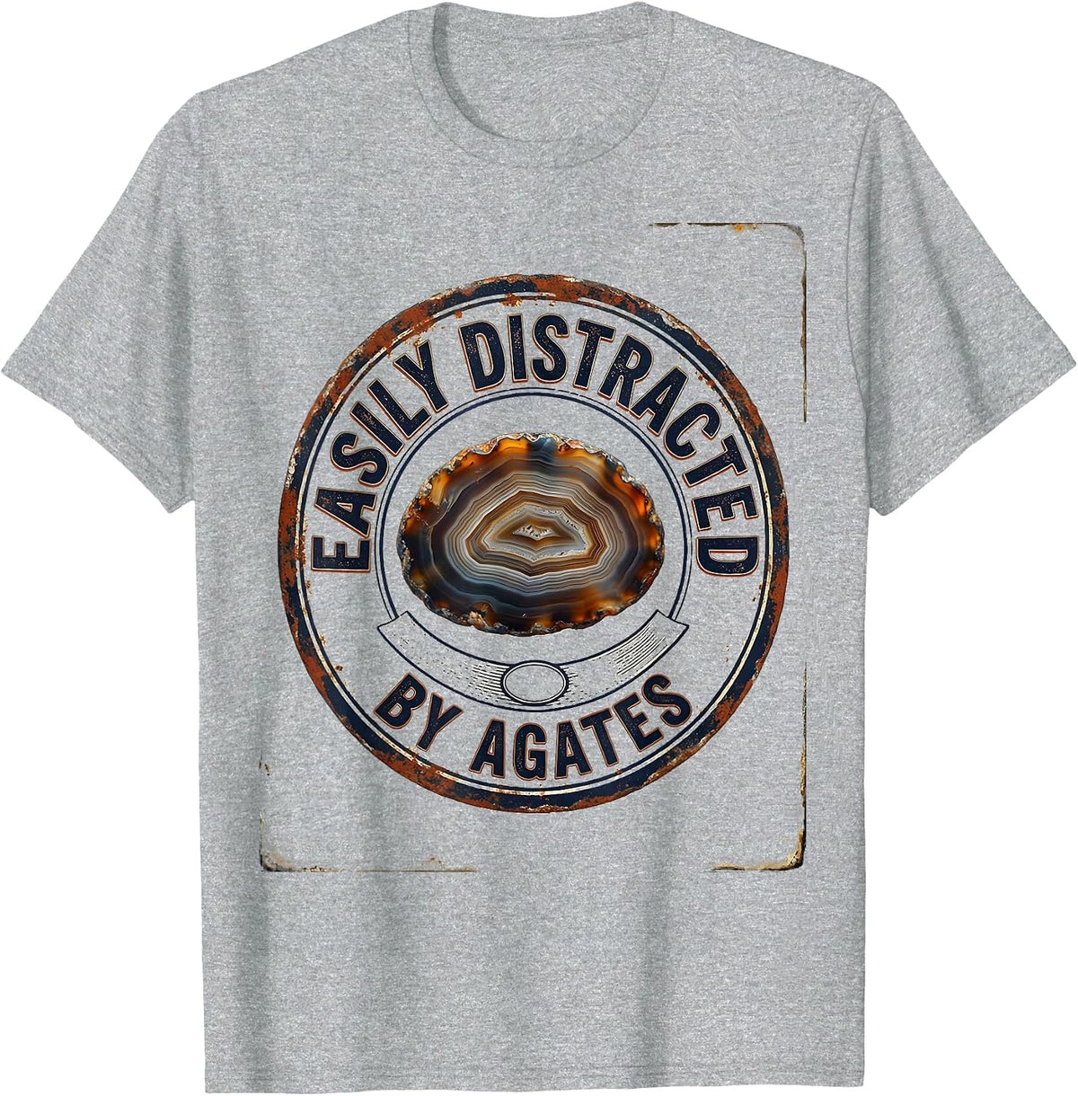 Men's Easily Distracted By Agates Vintage Rock Collector Geode T-Shirt - Heather Grey