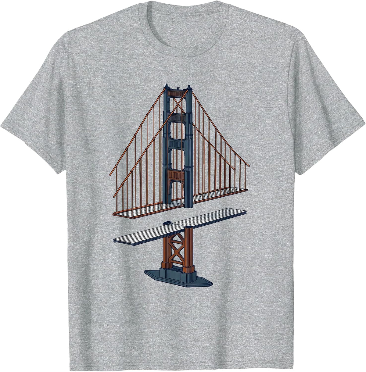Men's Golden Gate Bridge Exploded View Souvenir San Francisco T-Shirt - Heather Grey