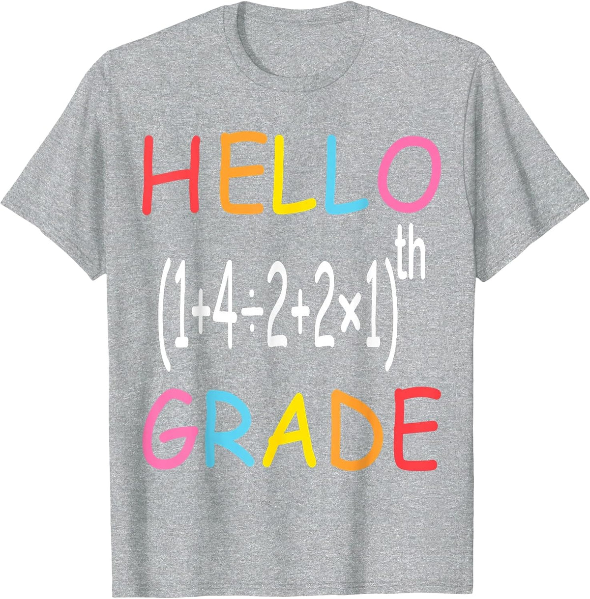 Back to School Hello Fifth Grade Equation Math Teacher Funny T-Shirt - Heather Grey