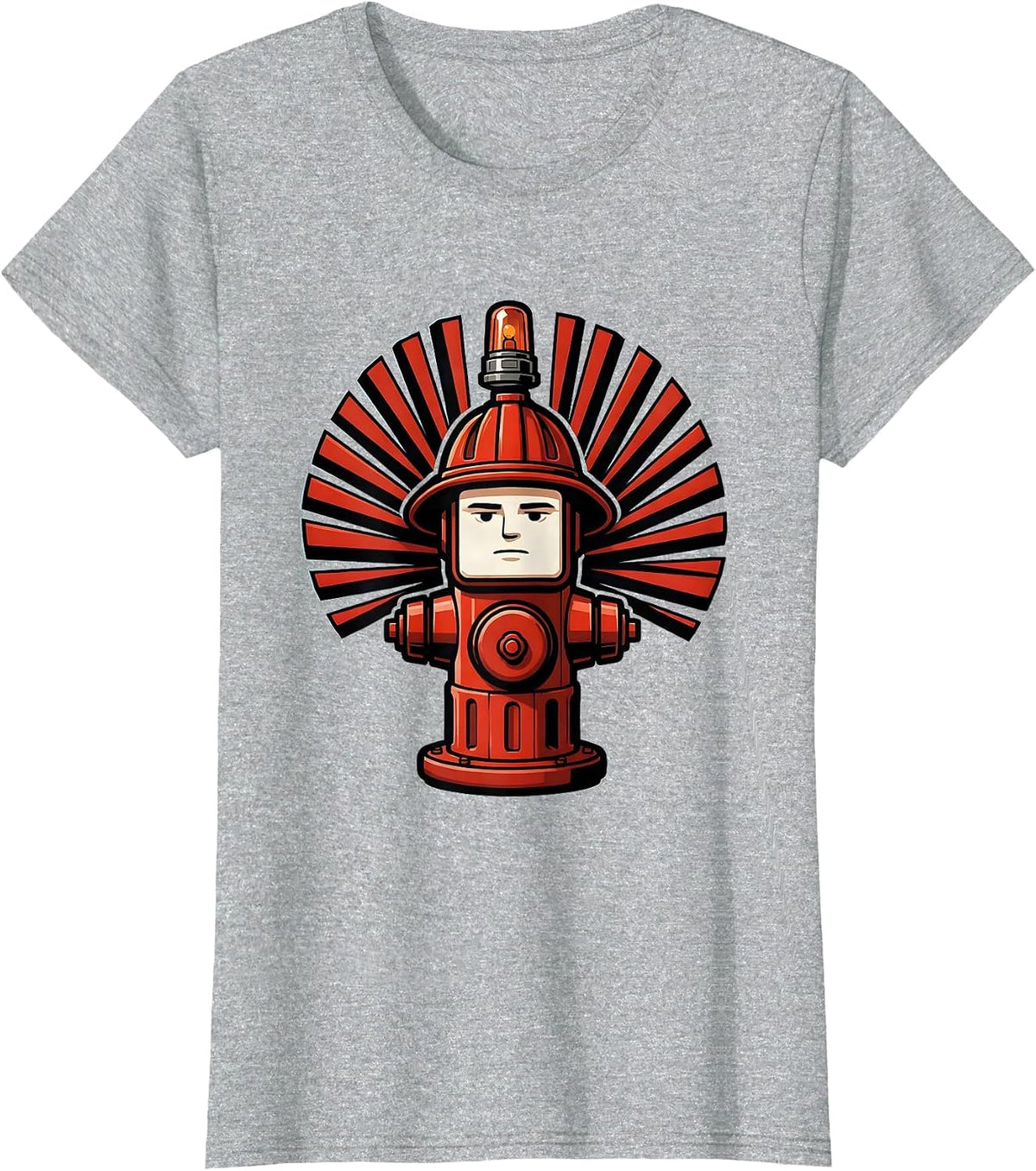 Fire Hydrant Mascot Helmet Funny Firefighter Humor T-Shirt - Heather Grey