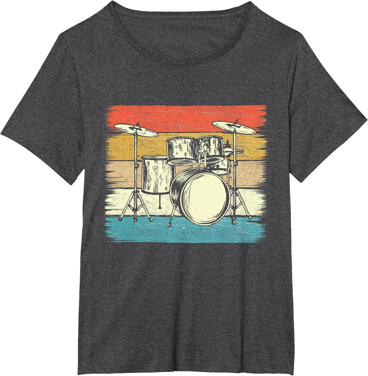Retro Drum Sets - Band Drummer Percussion Player T-Shirt - Dark Heather Grey