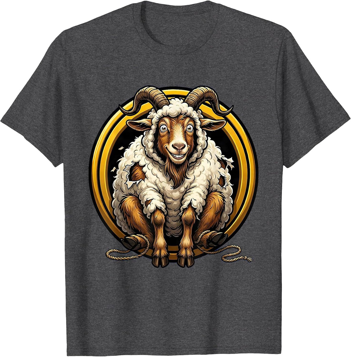 Funny Goat in Sheep Costume Christian Humor T-Shirt - Dark Heather Grey