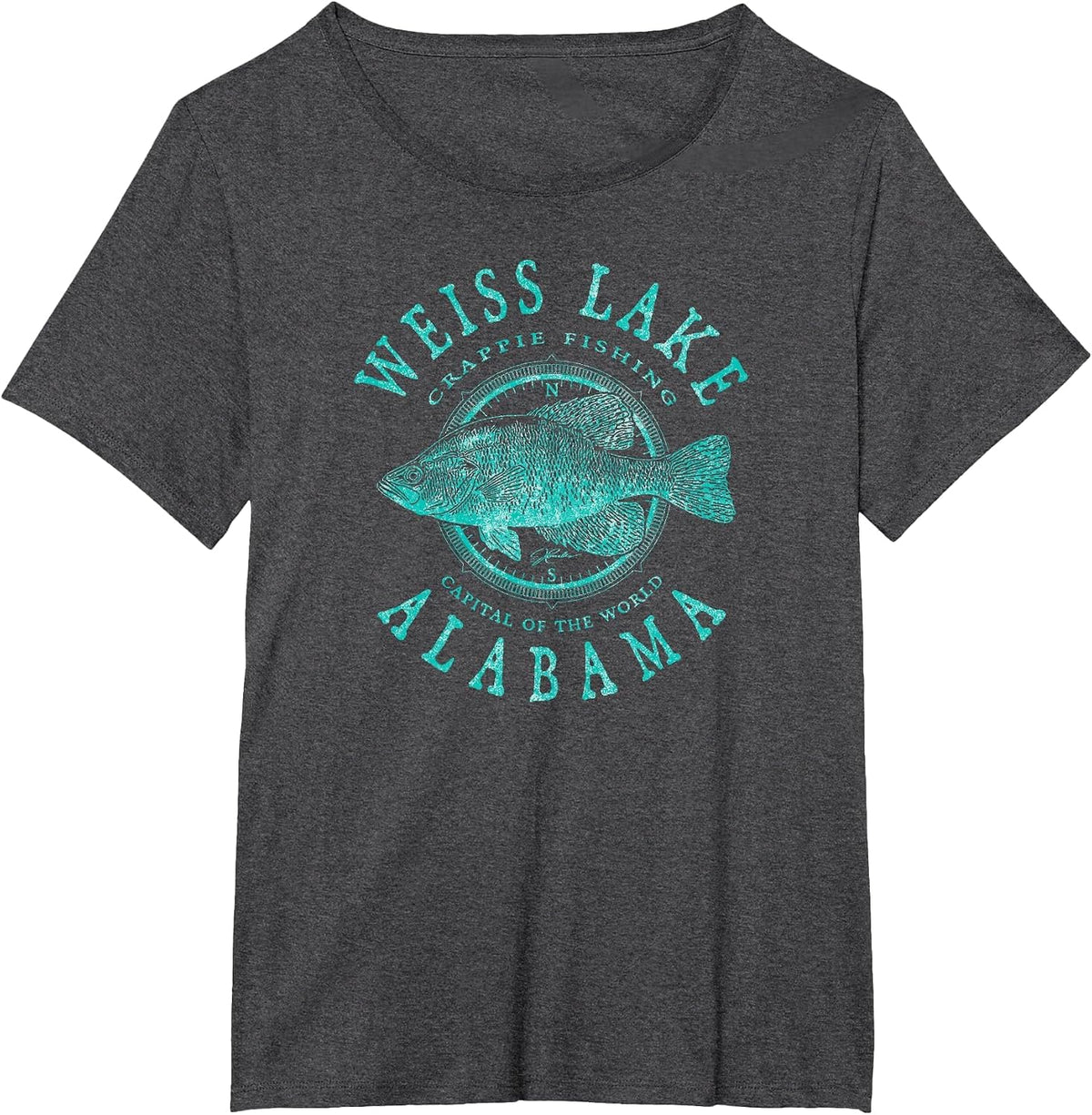 JCombs White Lake, Alabama, Crappie Fishing T-Shirt - Dark Heather Grey