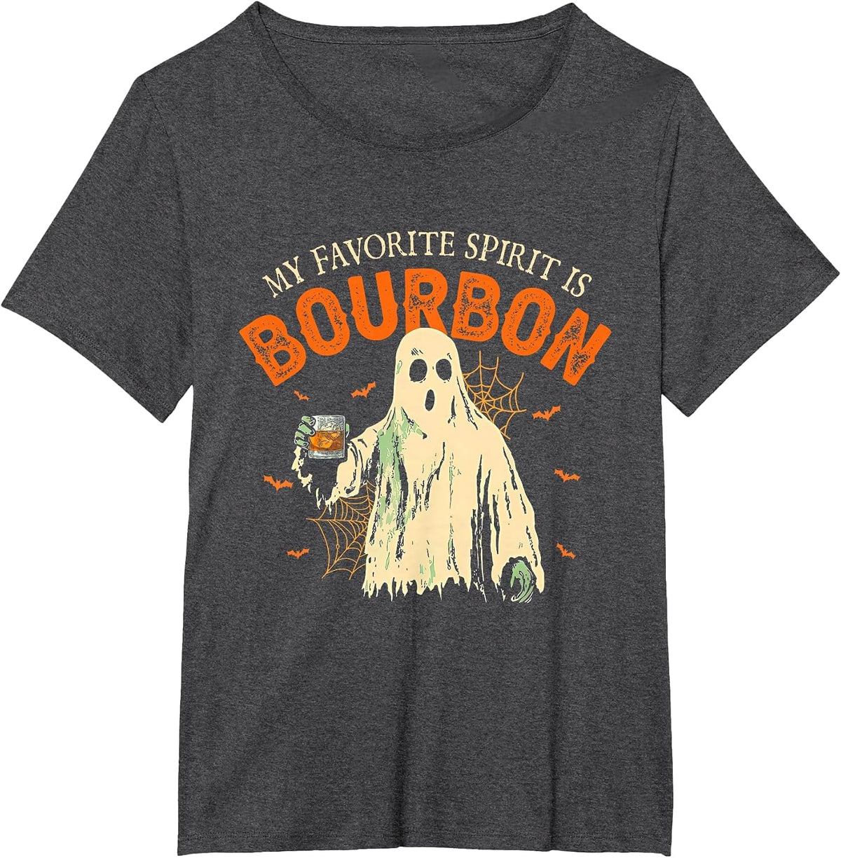 My Favorite Spirit is Bourbon Funny Ghost Halloween Costume T-Shirt - Dark Heather Grey