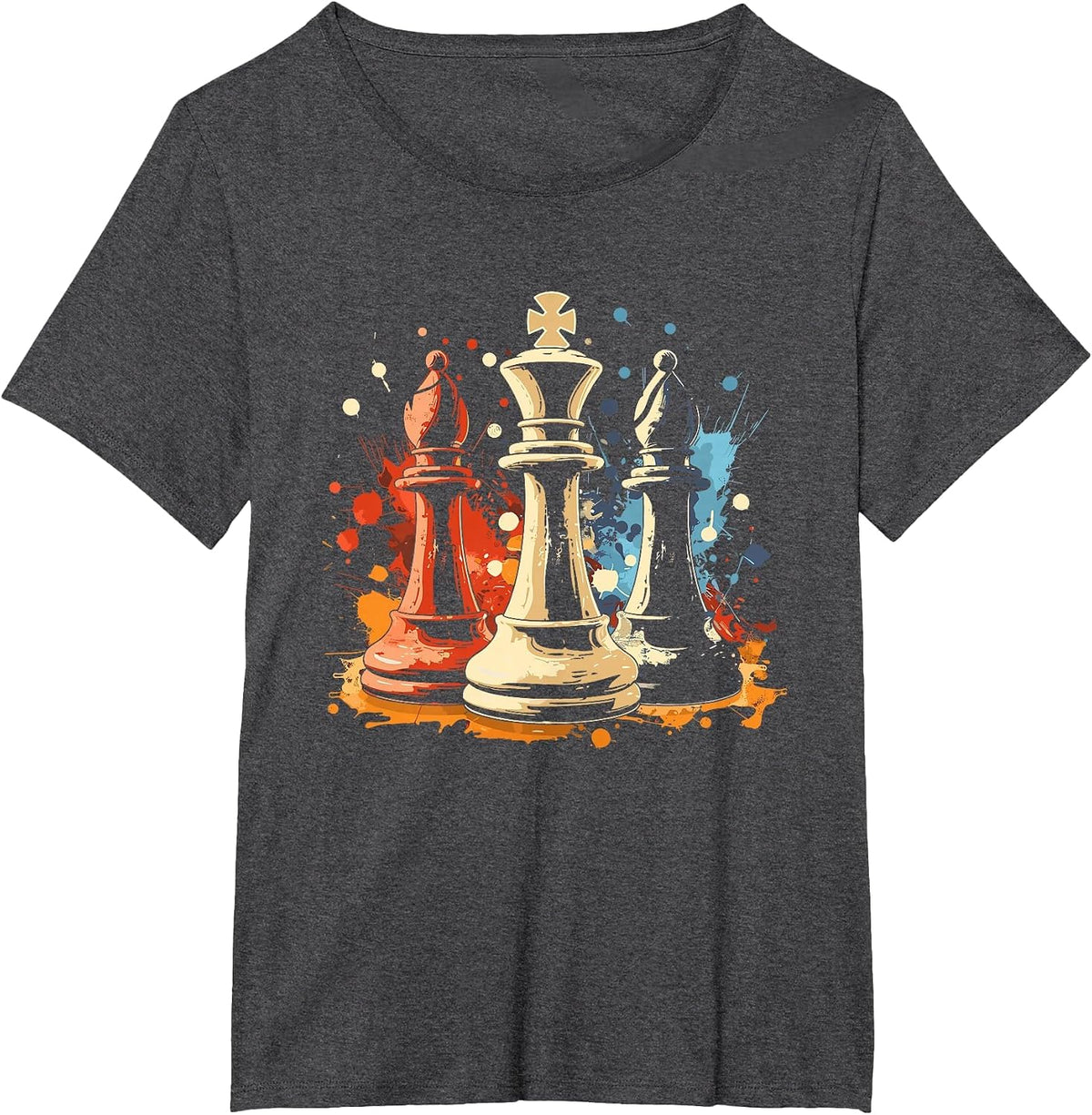 Chess Bishop and King Graffiti T-Shirt - Dark Heather Grey