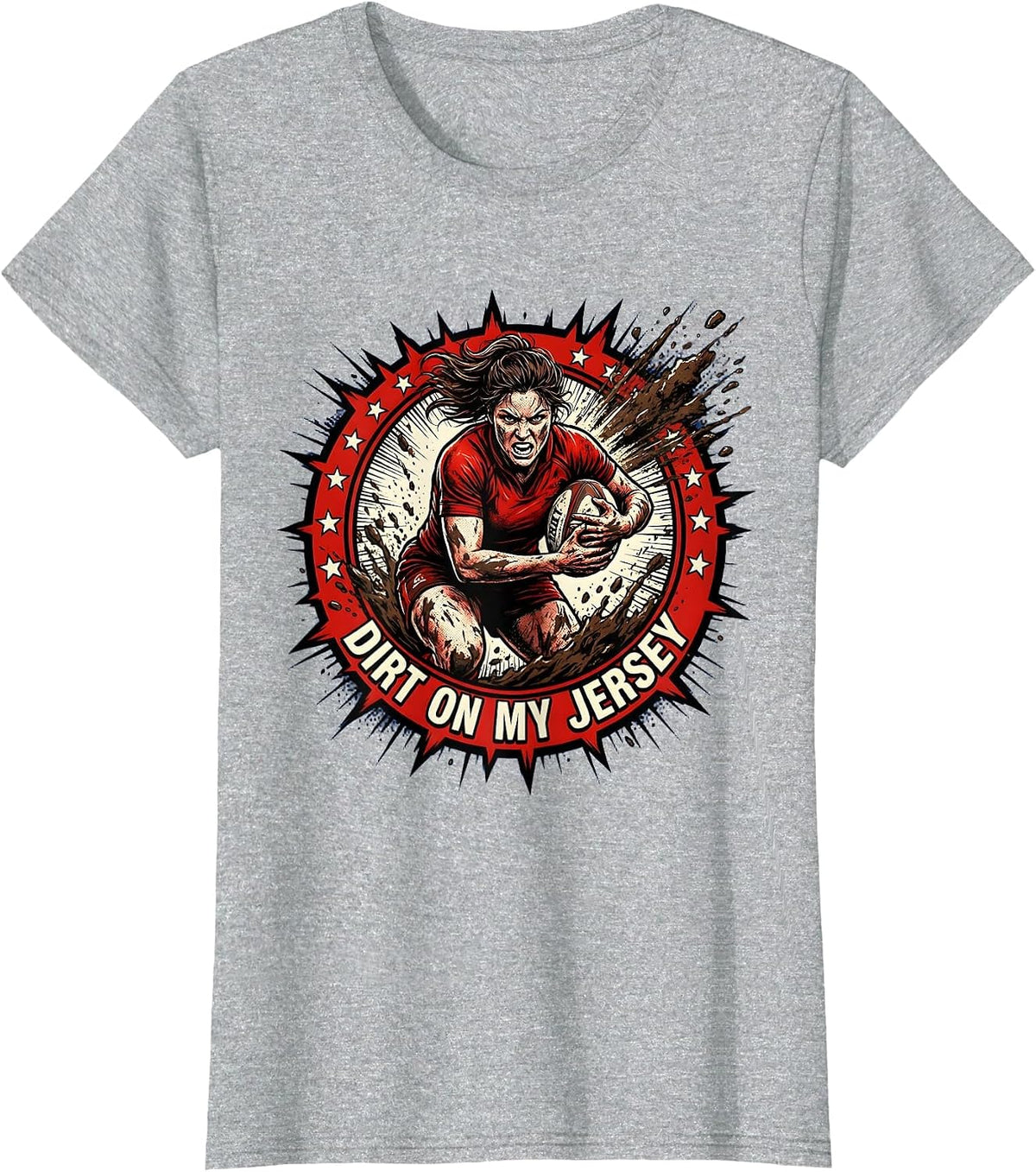 Dirt On My Jersey Rugby Player Design T-Shirt - Heather Grey