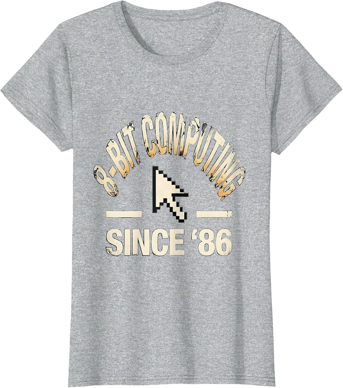 8-BIT COMPUTING SINCE '86 Grunge Vintage Retro Computing T-Shirt - Heather Grey