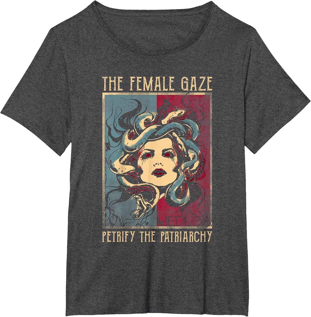 The Female Gaze Petrify The Patriarchy Medusa T-Shirt - Dark Heather Grey