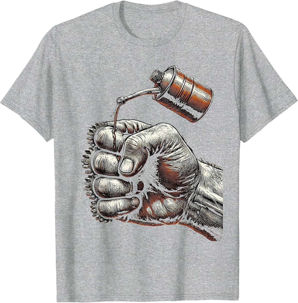 Men's Valley Forge Automotive Oil Can Mechanic Fist T-Shirt - Heather Grey