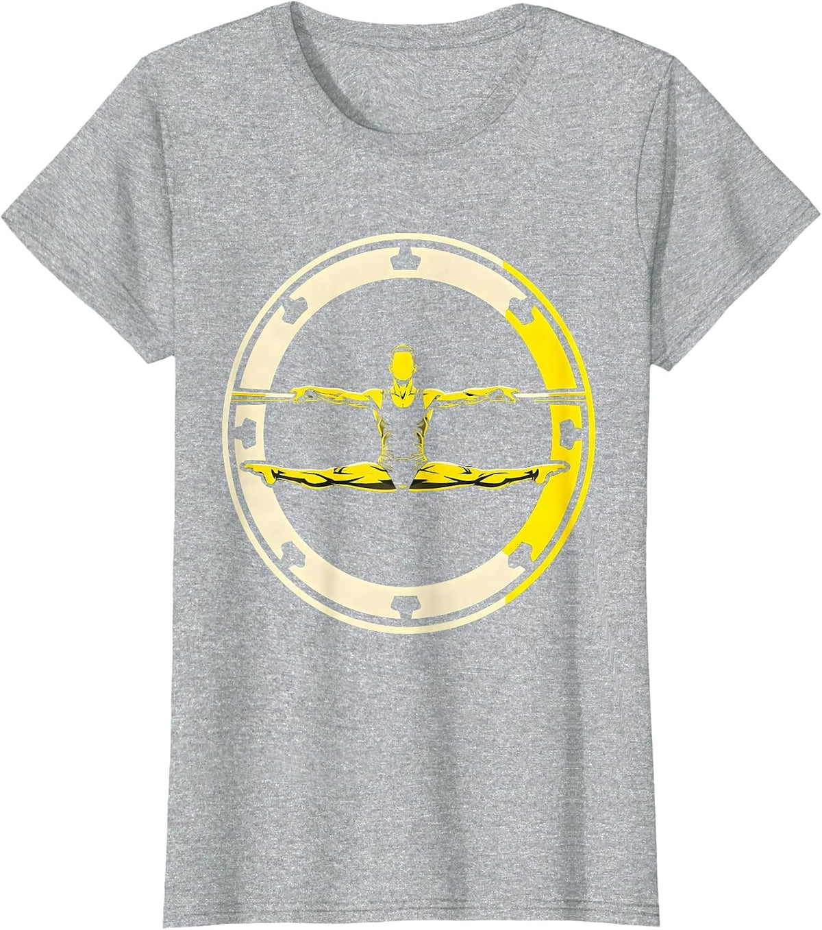 Gymnastics Iron Cross Parallel Bars Illustration T-Shirt - Heather Grey
