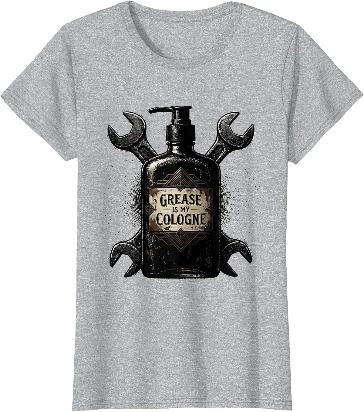 Women's Grease Is My Cologne Mechanic Design T-Shirt - Heather Grey