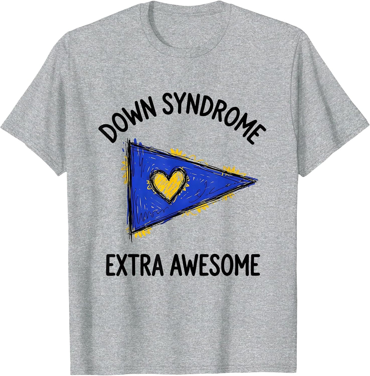 Men's Down Syndrome Extra Awesome Hand-Sketched Awareness Support T-Shirt - Heather Grey