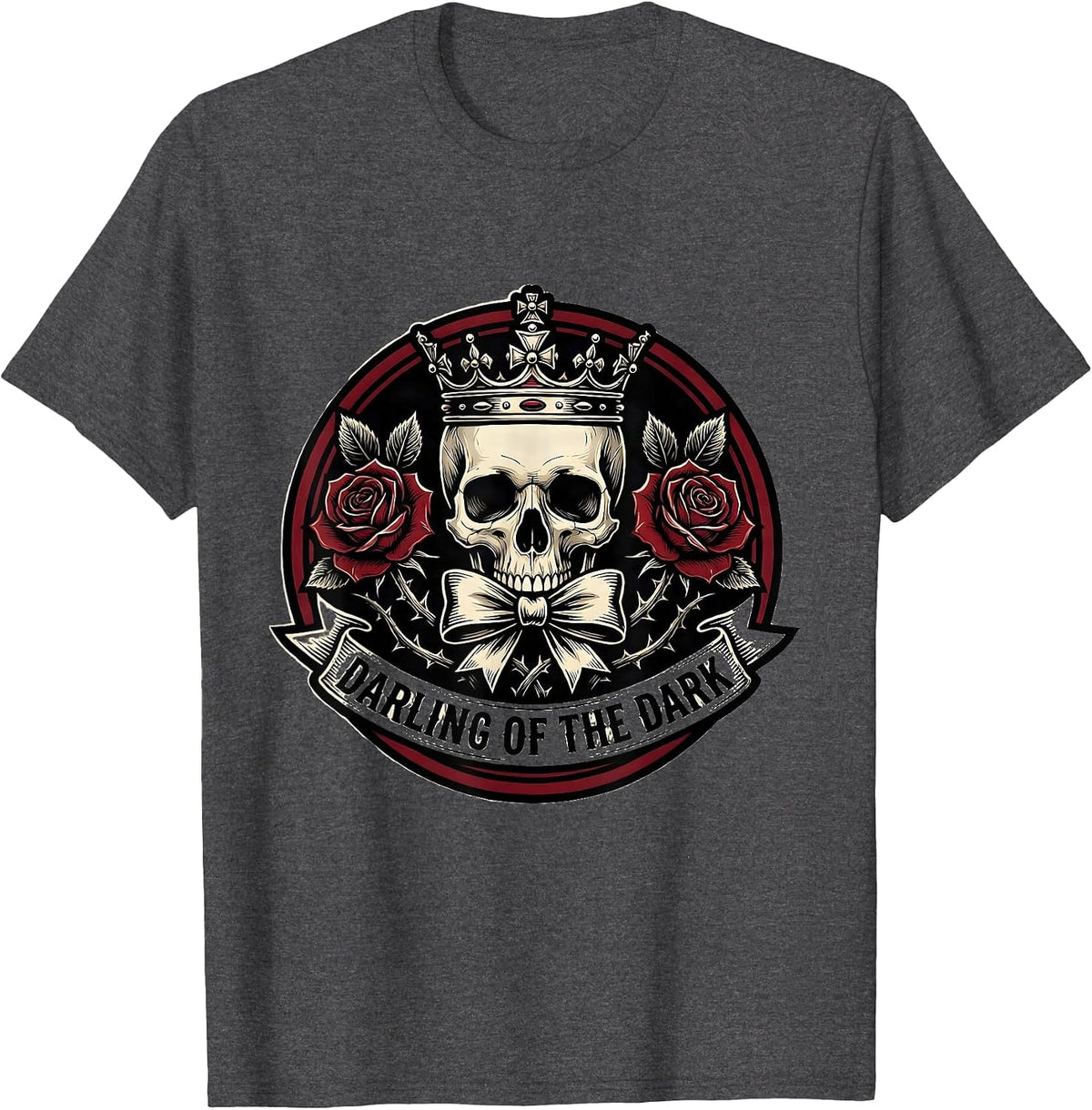 Darling of the Dark Emo Gothic Design T-Shirt - Dark Heather Grey