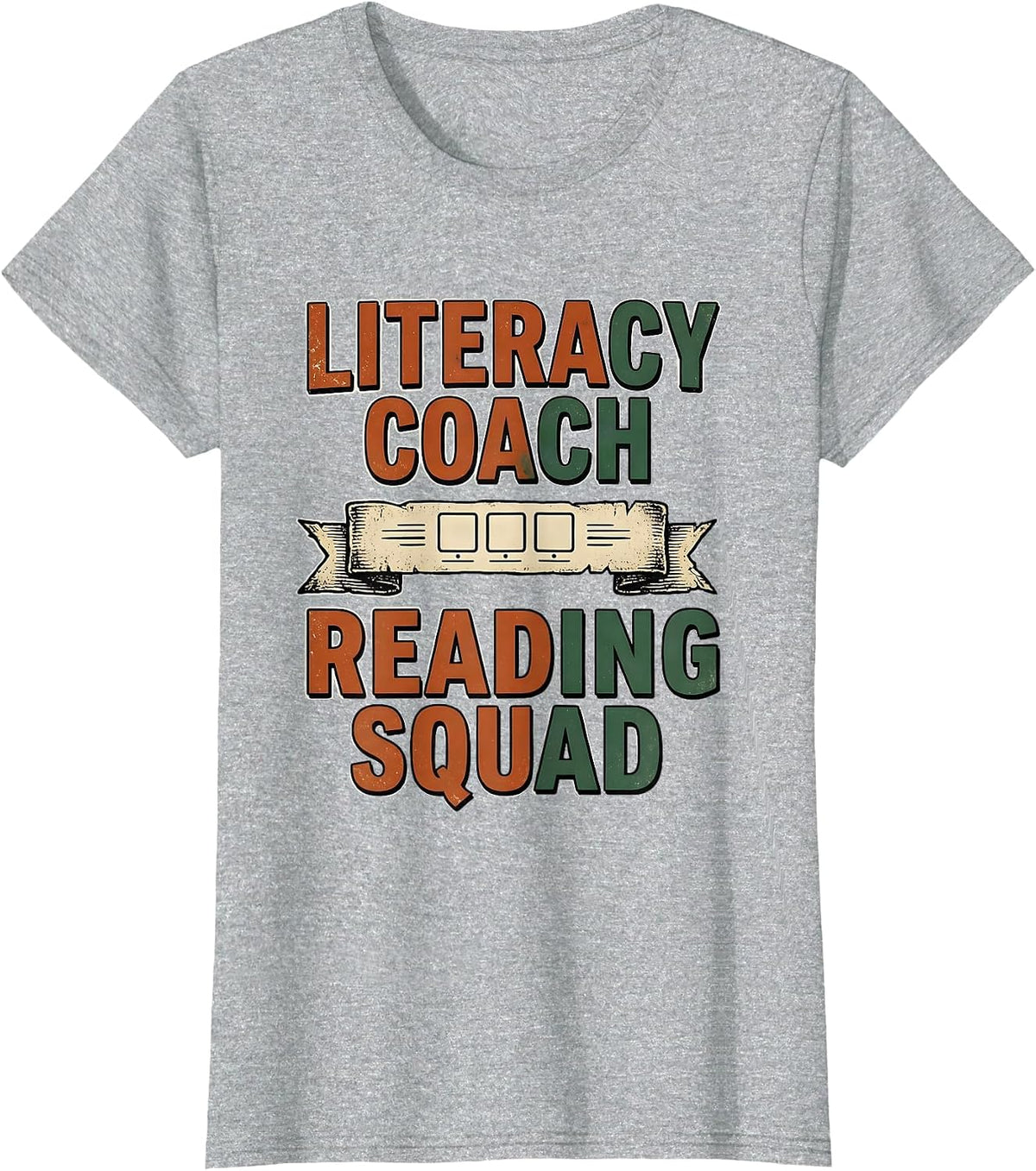 Women's Literacy Coach Reading Squad Vintage Phonics Teacher Squad T-Shirt - Heather Grey