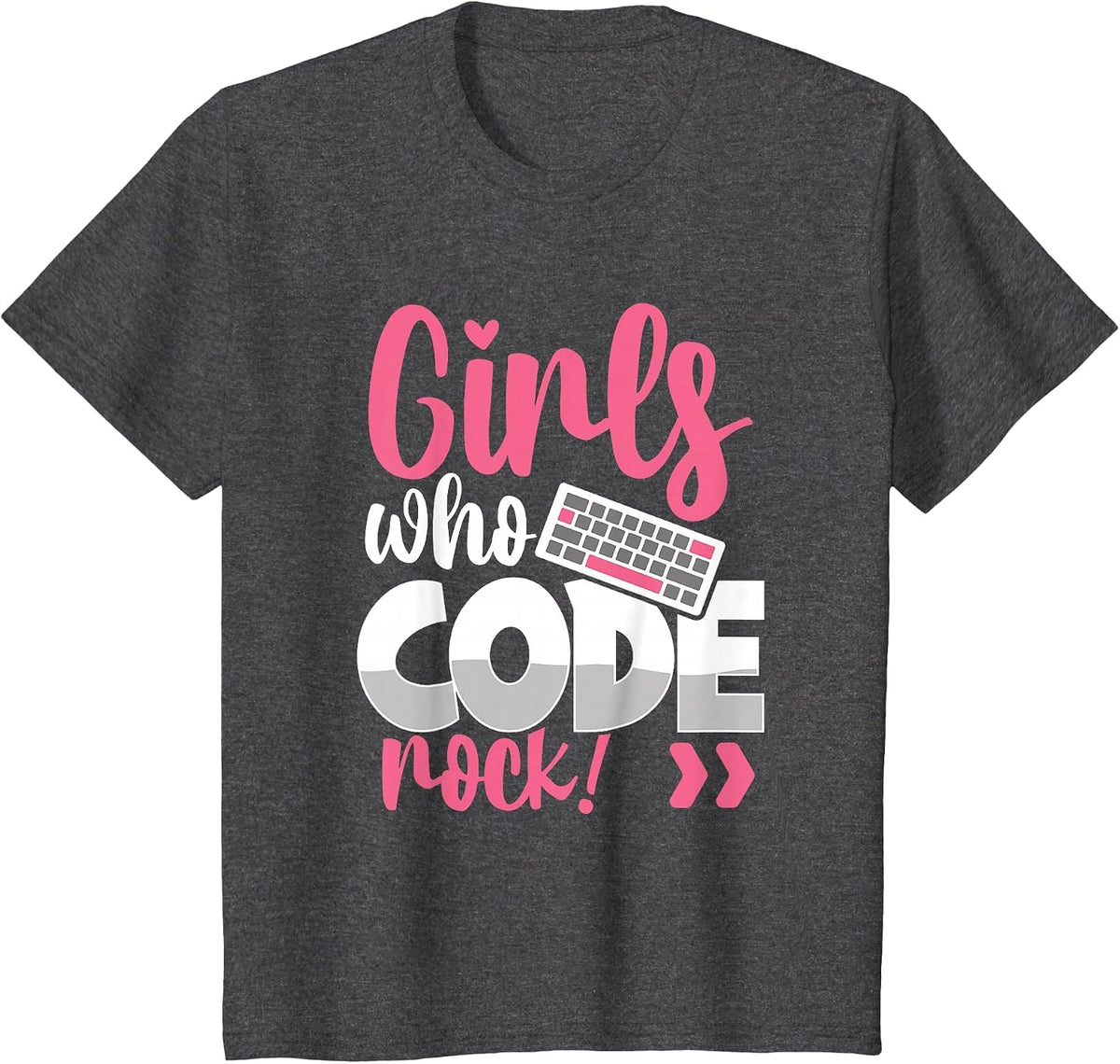 Girls Who Code Rock Female Developer Programmer Game Coder T-Shirt - Dark Heather Grey