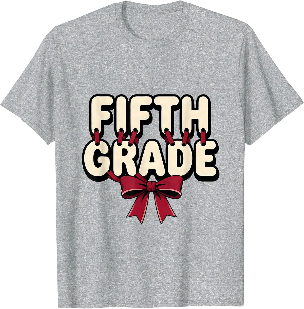 Men's Fifth Grade Coquette Ribbon Preppy Back To School Teacher T-Shirt - Heather Grey