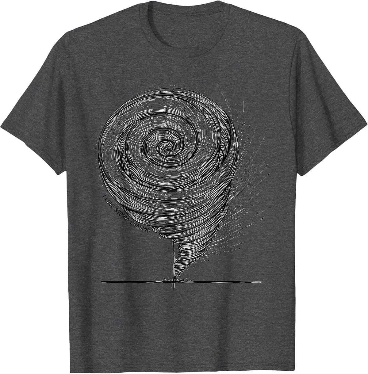 Men's I Love Storm Chasing Line Art Tornado Chaser Meteorology T-Shirt - Dark Heather Grey