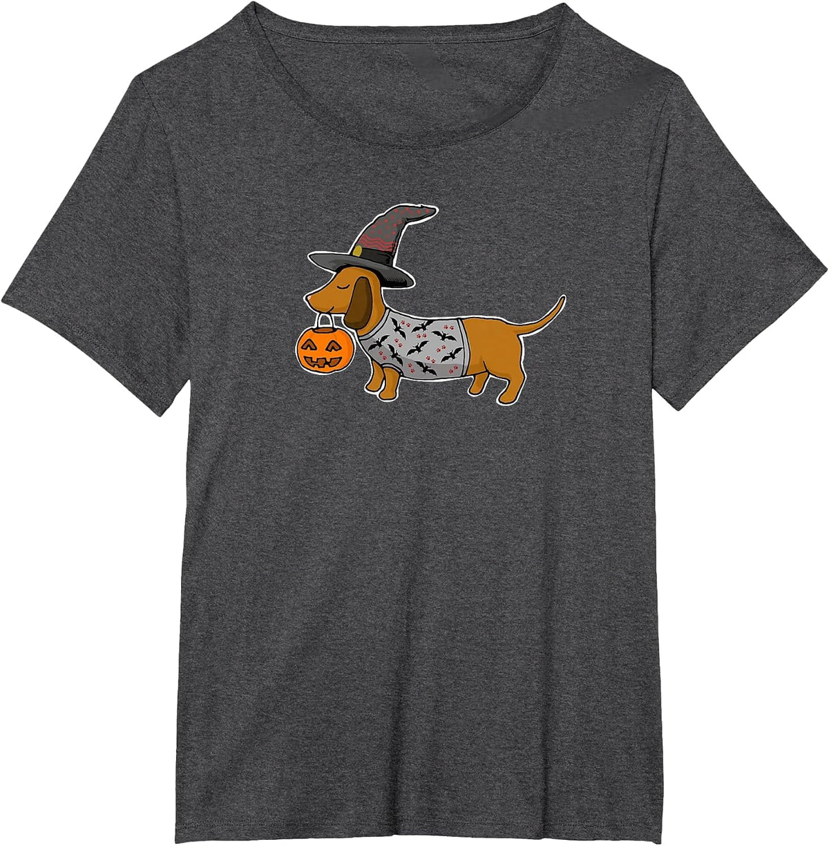 Dachshund Halloween T-Shirt - Dark Heather Grey