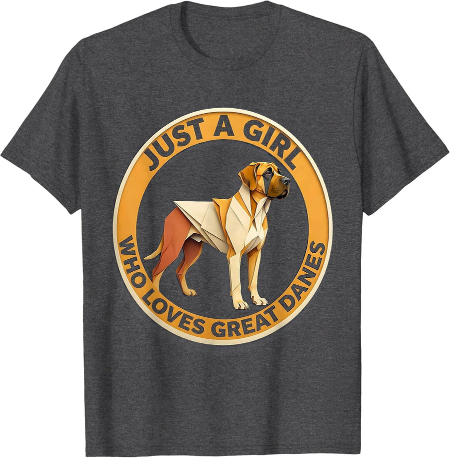 Men's Just A Girl Who Loves Great Danes Cute Dog Lover Breed Fan T-Shirt - Dark Heather Grey