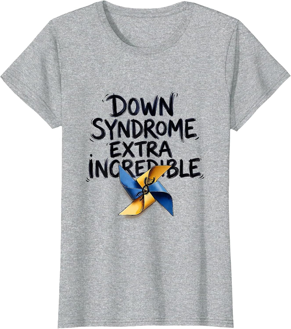 Women's Down Syndrome Extra Incredible Hand-Sketched Awareness T-Shirt - Heather Grey