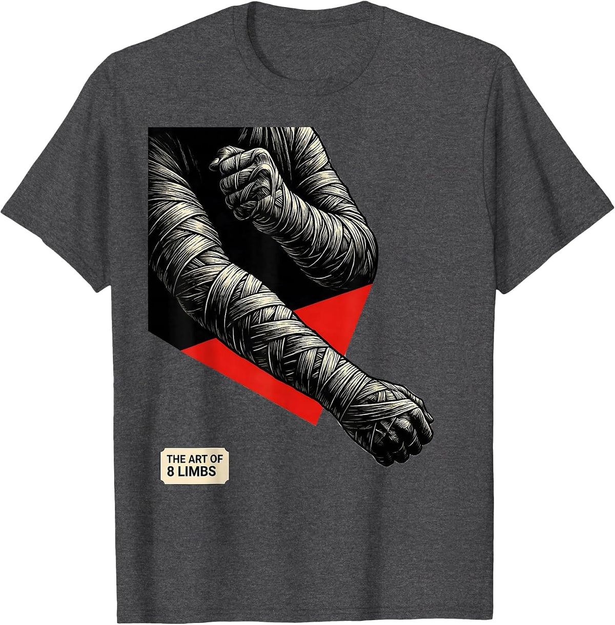 Men's The Art Of 8 Limbs Constructivist Muay Thai Boxing Gym T-Shirt - Dark Heather Grey