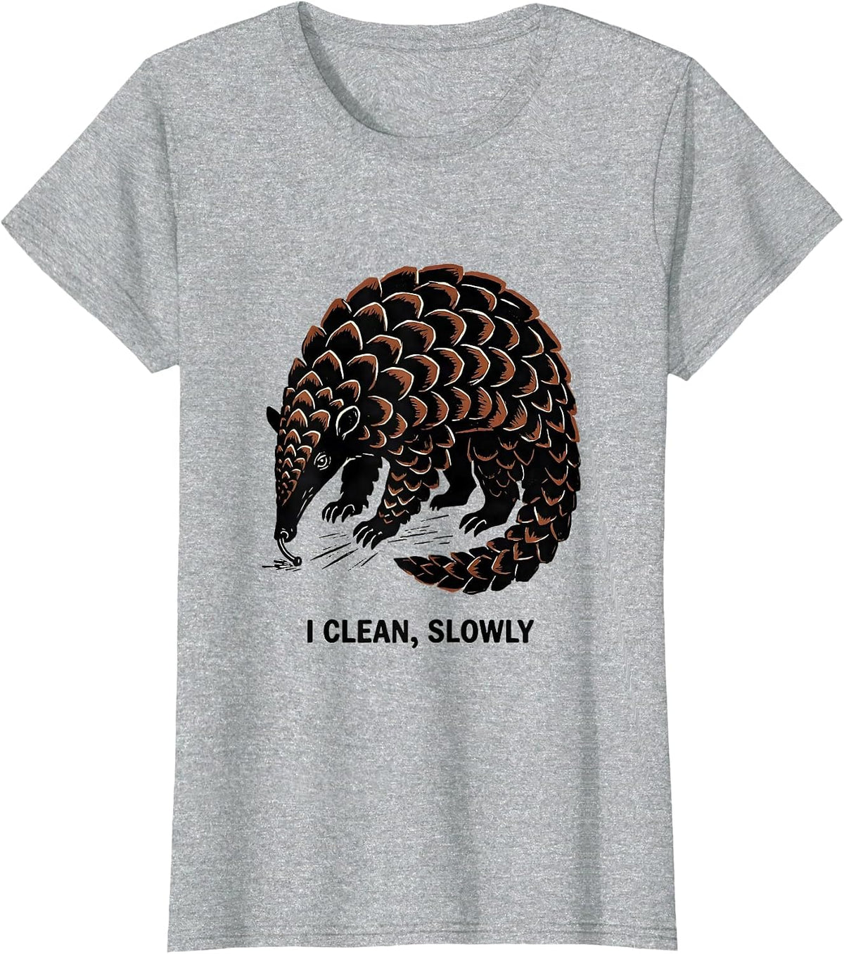 Women's I Clean, Slowly Funny Gym Workout Weightlifting Humor T-Shirt - Heather Grey