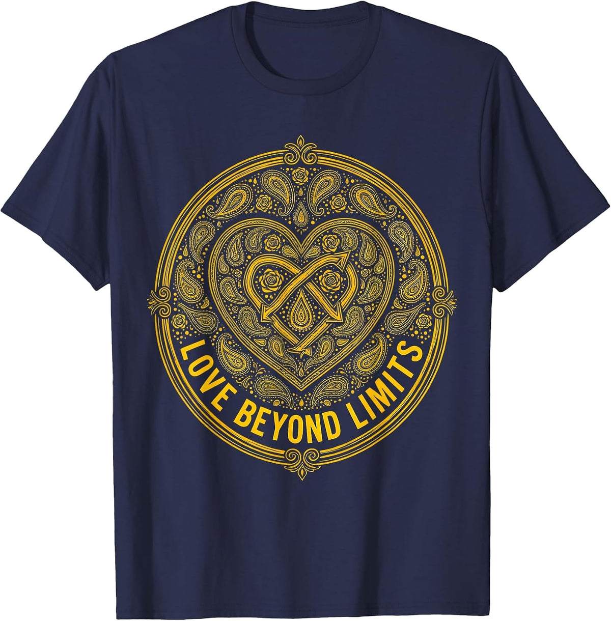 Men's Love Beyond Limits Down Syndrome Awareness Design T-Shirt - Navy Blue