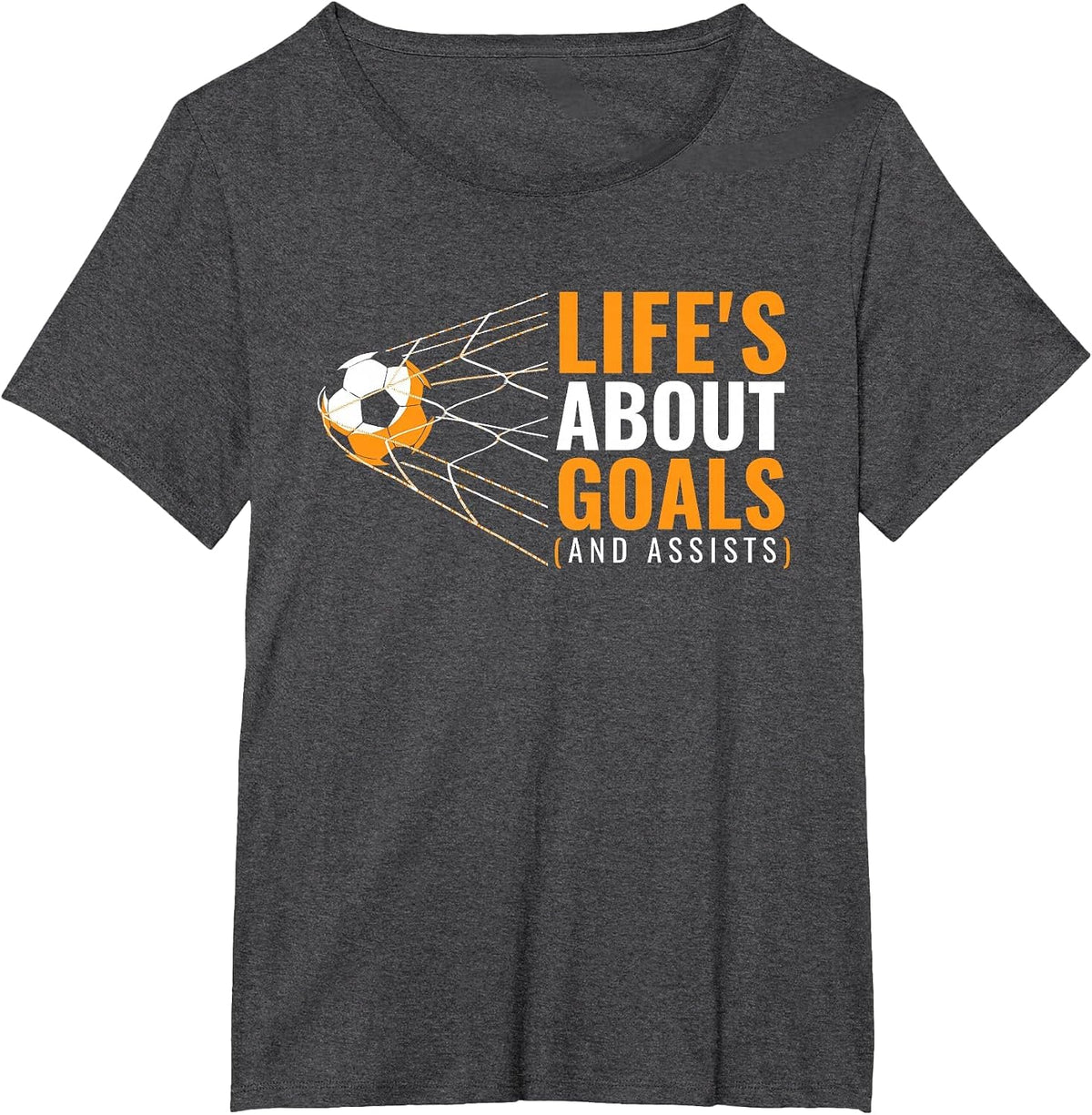 Life’s About Goals and Assists Funny Quote Youth Soccer T-Shirt - Dark Heather Grey