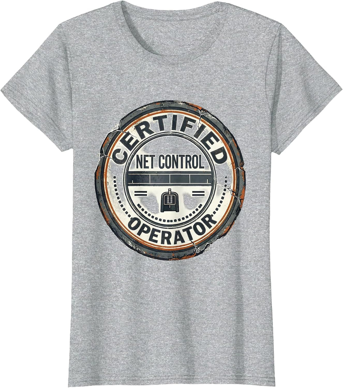 Certified Net Control Operator Distressed Ham Radio Operator T-Shirt - Heather Grey