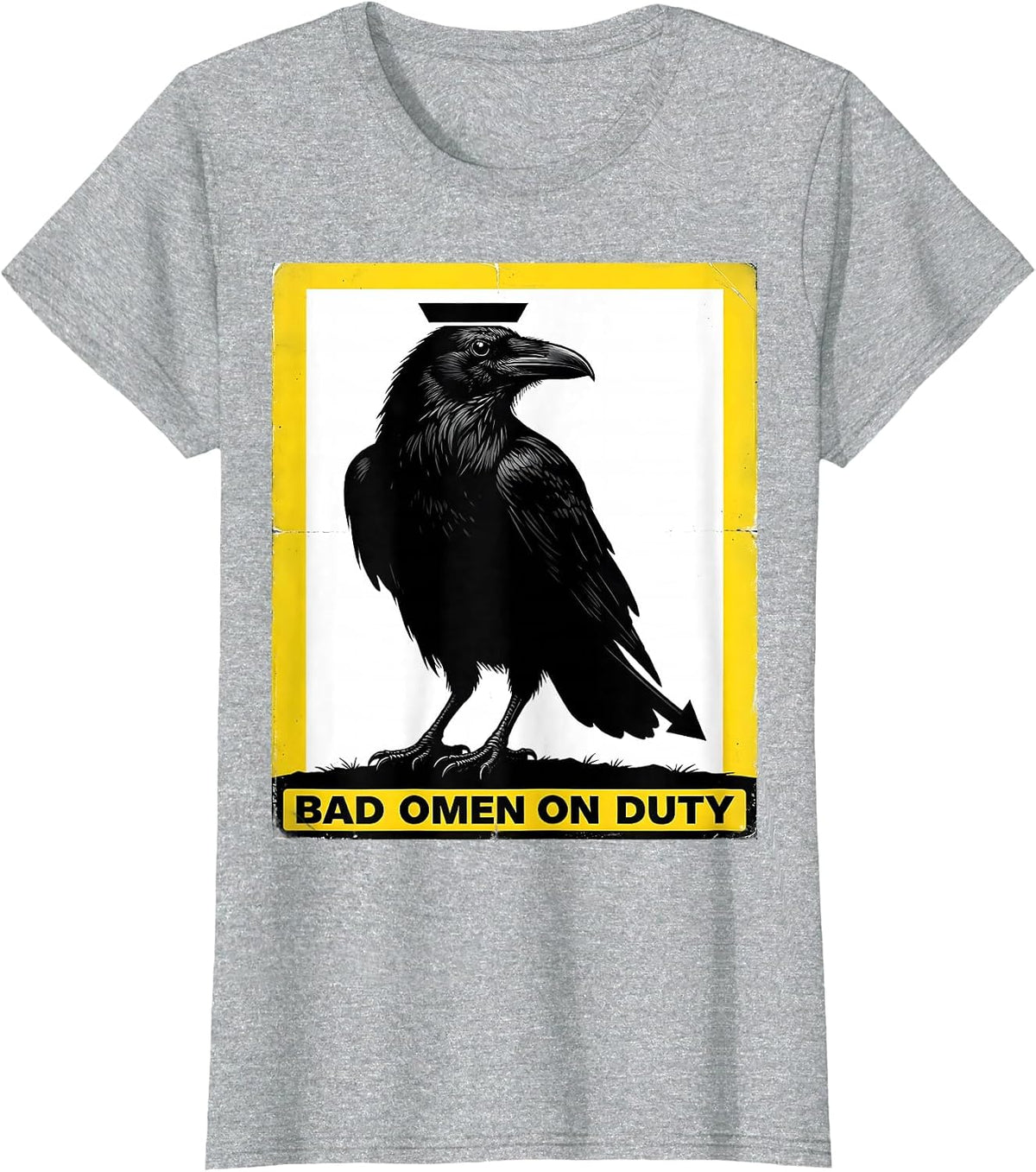 Bad Omen On Duty Gothic Crow Raven Bird Humor T-Shirt - Heather Grey