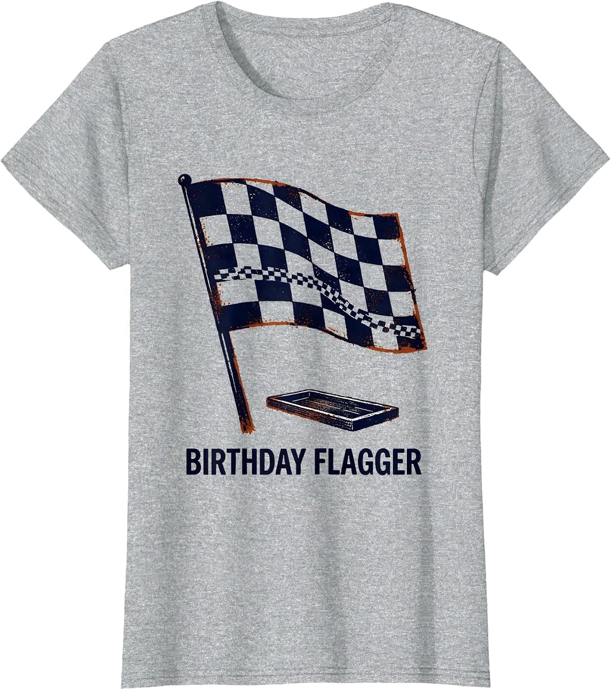Birthday Flagger Rubber Stamp Pit Crew Family Race Car Party T-Shirt - Heather Grey