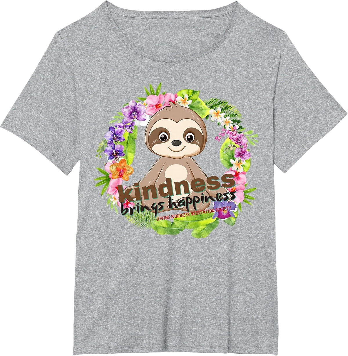 Zen Meditating Sloth Breathe Mindfulness Compassion Kindness T-Shirt - Heather Grey