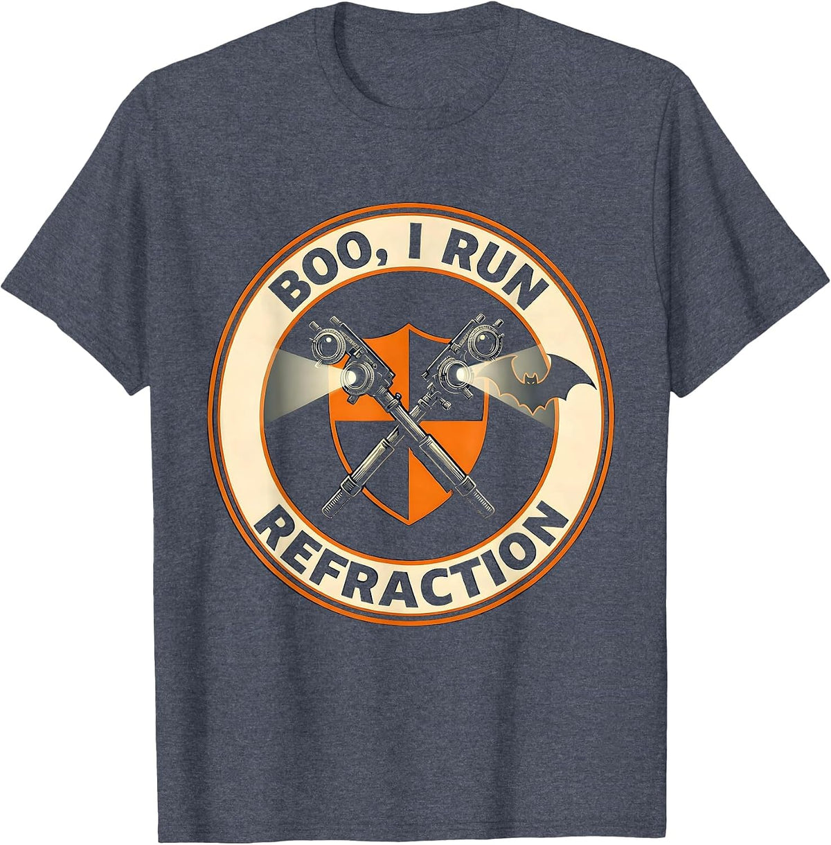 Boo I Run Refraction Funny Optometrist Halloween Eye Doctor T-Shirt - Heather Blue